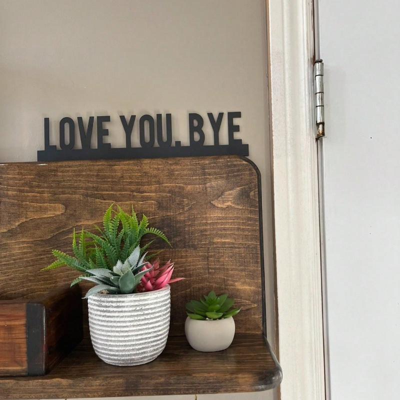 1PC Classic Metal "LOVE YOU BYE" Sign - Geometric Wall Art for Living Room, Indoor Wall Decor - Unique Home Decoration & Gift Idea for Valentine's Day