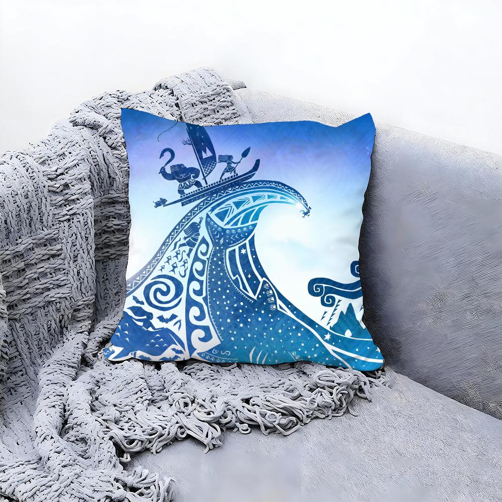 Calm Light Blue Ocean Ripple Print Cushion Cover Premium Reversible Pillow Cove in One Design for Any Room Car Interior