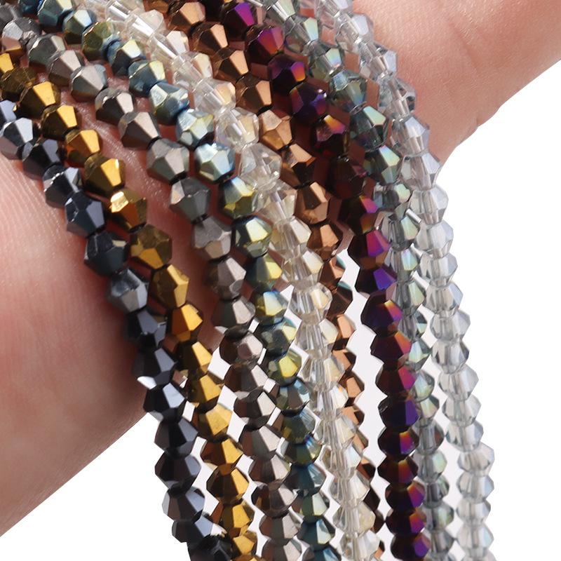 100 штук 4 мм биконических гальванизированных бусин из австрийского хрустального стекла металлических многоцветных для изготовления ювелирных изделий