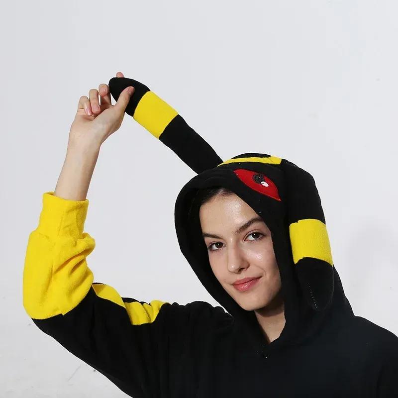 Adult Umbreon Kigurumi Onesie Pajamas Fleece Animal Women Halloween Party Cosplay Costume Pyjamas Shoes