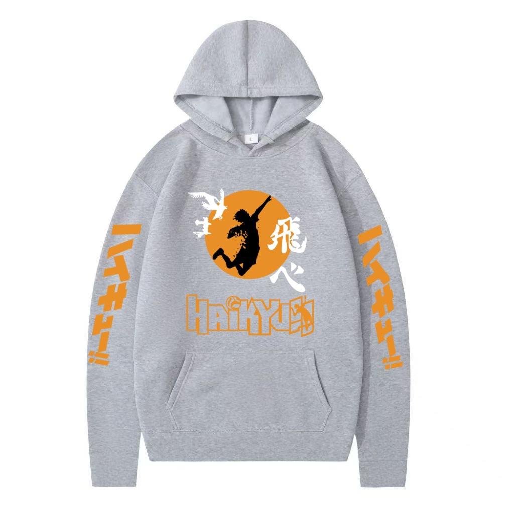 Японская анимация Haikyuu Принтованное мужское худи Брендовое худи Y2K Одежда Винтажная мода Унисекс Пуловеры с длинным рукавом