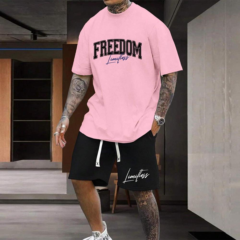 Летний модный мужской комплект в стиле Y2K, очень большой мужской свободный топ, освежающий и дышащий комплект для путешествий и отдыха