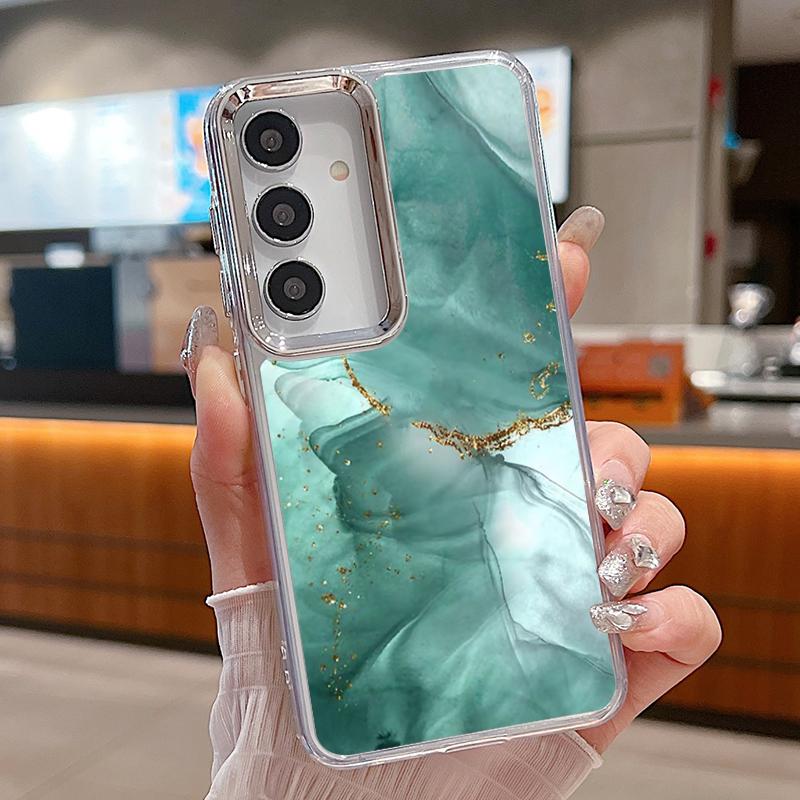 Акварельный мраморный чехол для Samsung S26 S25 Ultra S24 Plus S23 S22 S21 FE A54 A55 A16 A36 A56 A17 A37 A57 5G Покрытие линз Прозрачный мягкий чехол