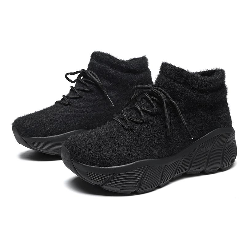 TUINANLE Women New Winter Snow Sneakers Outdoor Non Slip Thick Cotton Shoes Keep Warm Low Heels Flock Shoes