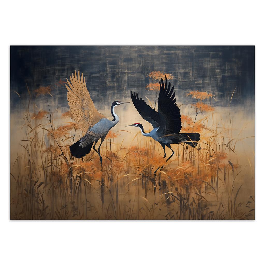 Wallpaper Crane Birds Abstraction