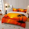 Тропический пляжный постельный набор с принтом пальм и заката, пододеяльник из полиэстера, машинная стирка, для Рождества, Дня святого Валентина