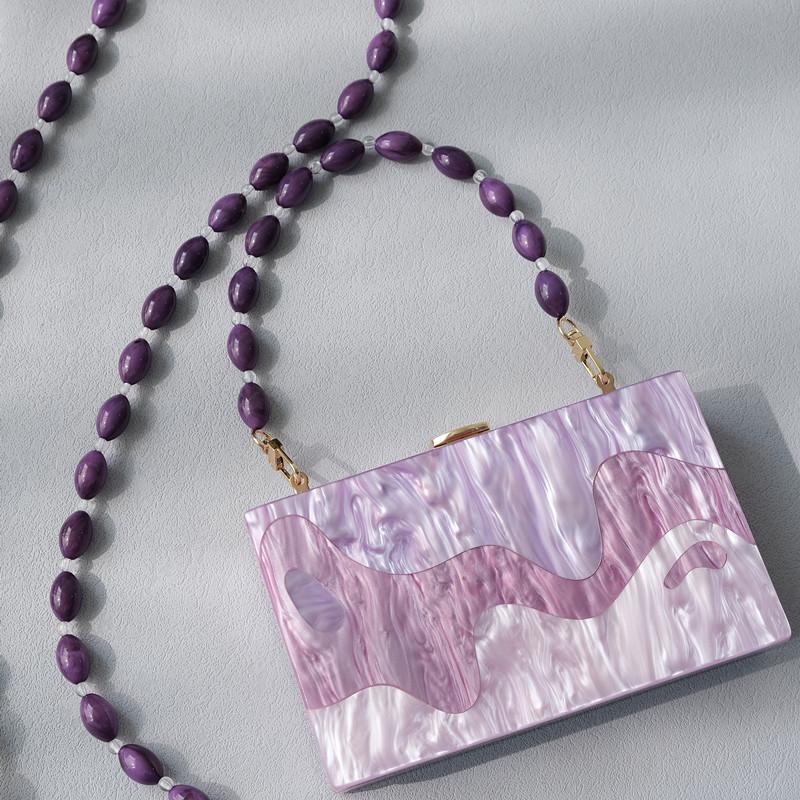 Новая модная женская сумка, аксессуар, съемная однотонная цепочка из бисера, роскошный акриловый ремешок, женская элегантная цепочка на плечо с ручкой