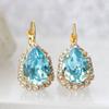 Lake Blue Water Drop Cubic Zirconia Earrings Women's High Quality Luxury Wedding To Attend The Banquet Shiny  Wholesale