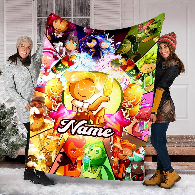 Personalized Custom Name Blanket - Cookie Run Print Design,Blanket for Sofa,Bed,Travel,Camping - Soft and Warm, Great Gift