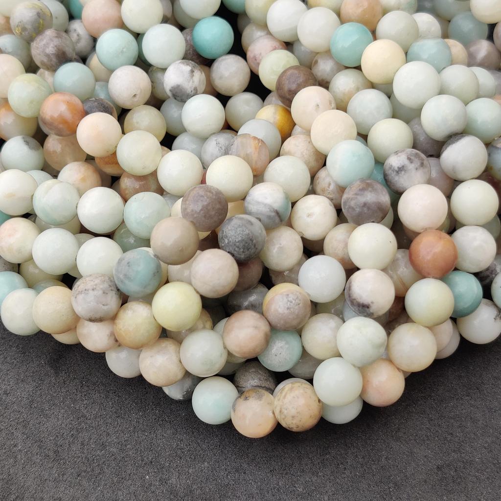 Natural Multi Matt Amazonite Round Balls Gemstone Beads, 6mm 8mm 10mm, A Grade Multicolor Amazonite Beads, 14-15 Inch Strand Beads.