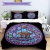 CyberDinosaur Mandala Pattern Bedding,Quilt Set Quilt Cover Pillowcase Home Birthday Gift (1 * duvet cover + 2 * pillowcase, without core)