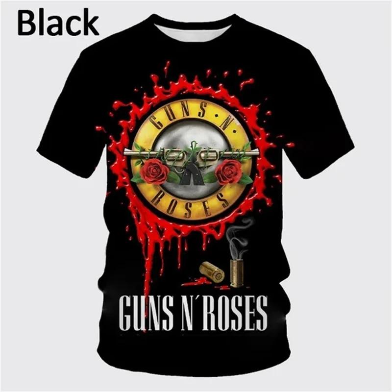 Новая летняя футболка Guns Rose Rock Band с 3D-печатью, мужская, с коротким рукавом, в стиле хип-хоп, унисекс, повседневная, модная, спортивная, панк-топы