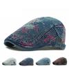 Denim Beret Women Spring Summer Thin Cap British Vintage Jacquard Progressive Cap Men Peaked Cap