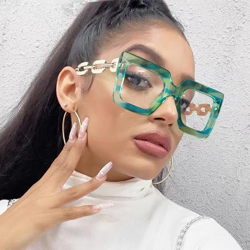 Twooo 3207 Oversized Square Glasses Chain Leg Fashion Sunglasses Women