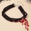 Multilayer Halloween Choker Imitation Crystal Beads Necklace Fashion Blood Drop Necklace  Party