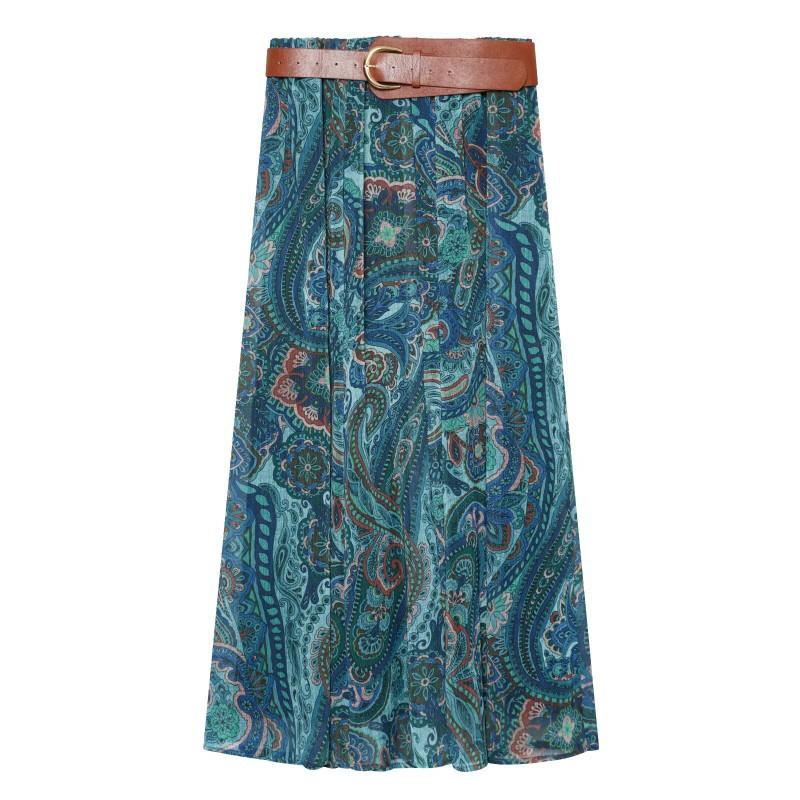 Womens Printed Bow Top Matching Skirt Set Casual Outfit