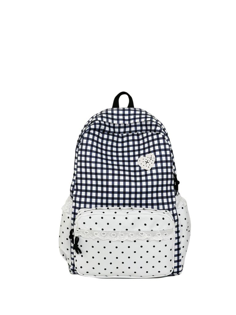 Schoolbag wholesale small fresh plaid lace backpack daily versatile large capacity going out commuting student schoolbag backpack