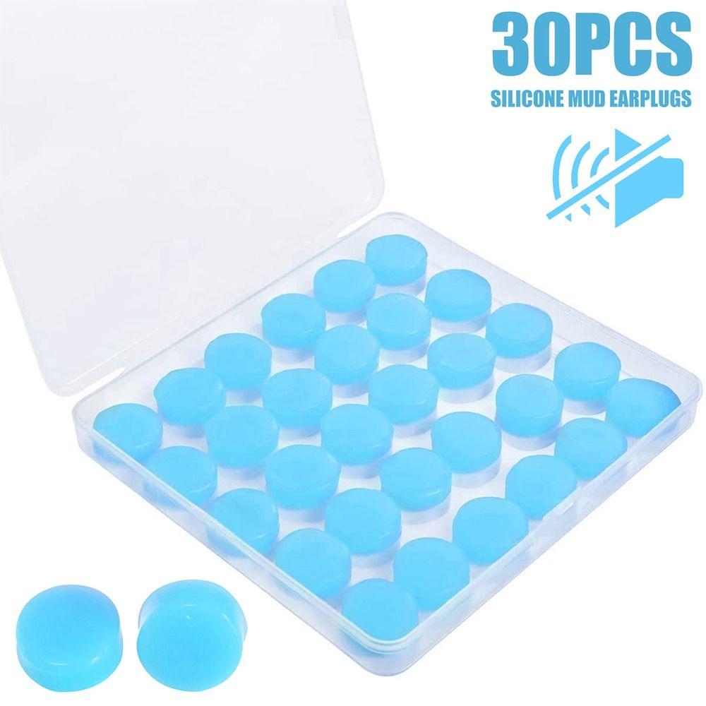 30Pcs Flexible Noise Reduction Earplugs Silicone Sound Insulation Earplug for Sleeping Swimming