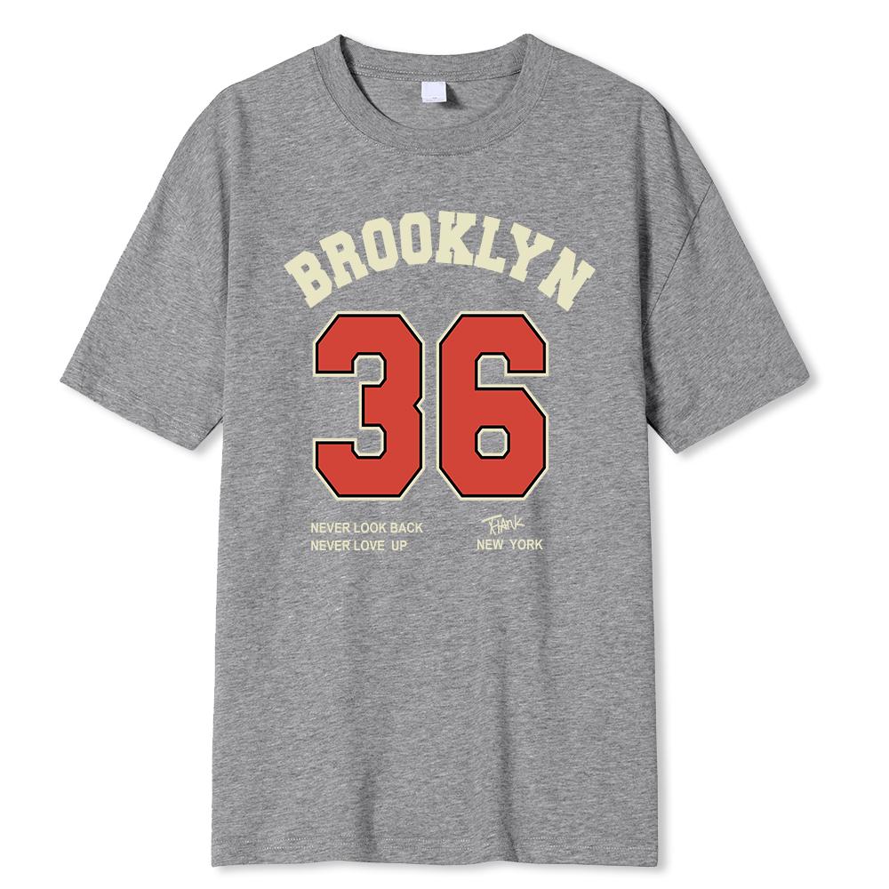 Brooklyn 36 Art Letter Retro Design Cartoons Printing Clothing Men Breathable T Shirt Loose T Shirts Cotton Short Sleeve