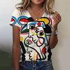 New Women T Shirt Abstract Painting Print Funny Clothes Women Short Sleeve T Shirts Y2k Streetwear Summer Oversized Clothing