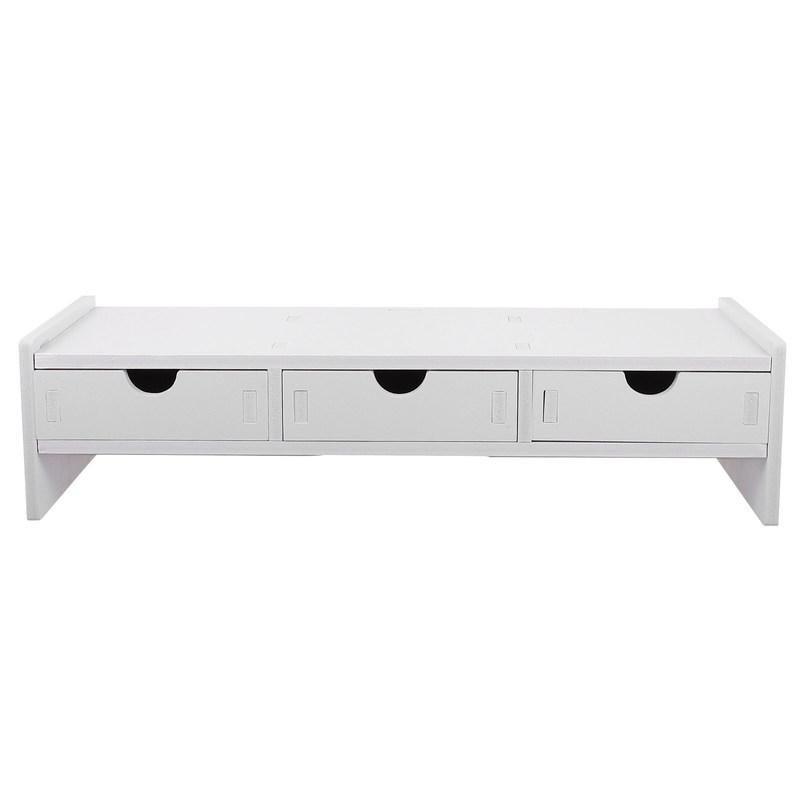 Monitor Riser Stand Computer Screen Height Adjustable White PVC 3 Drawers Durable Wood Plastic Desk ganizer Laptop Monitor