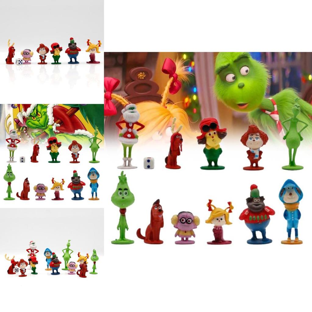 Festive Green Character Figurines Set For Christmas Decoration And Gifts