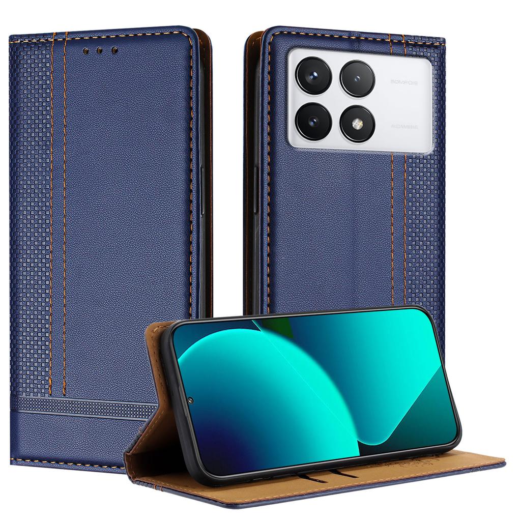 For Xiaomi 14T Pro Case L-Shaped Grid Pattern Leather Stand Phone Cover with Card Slots