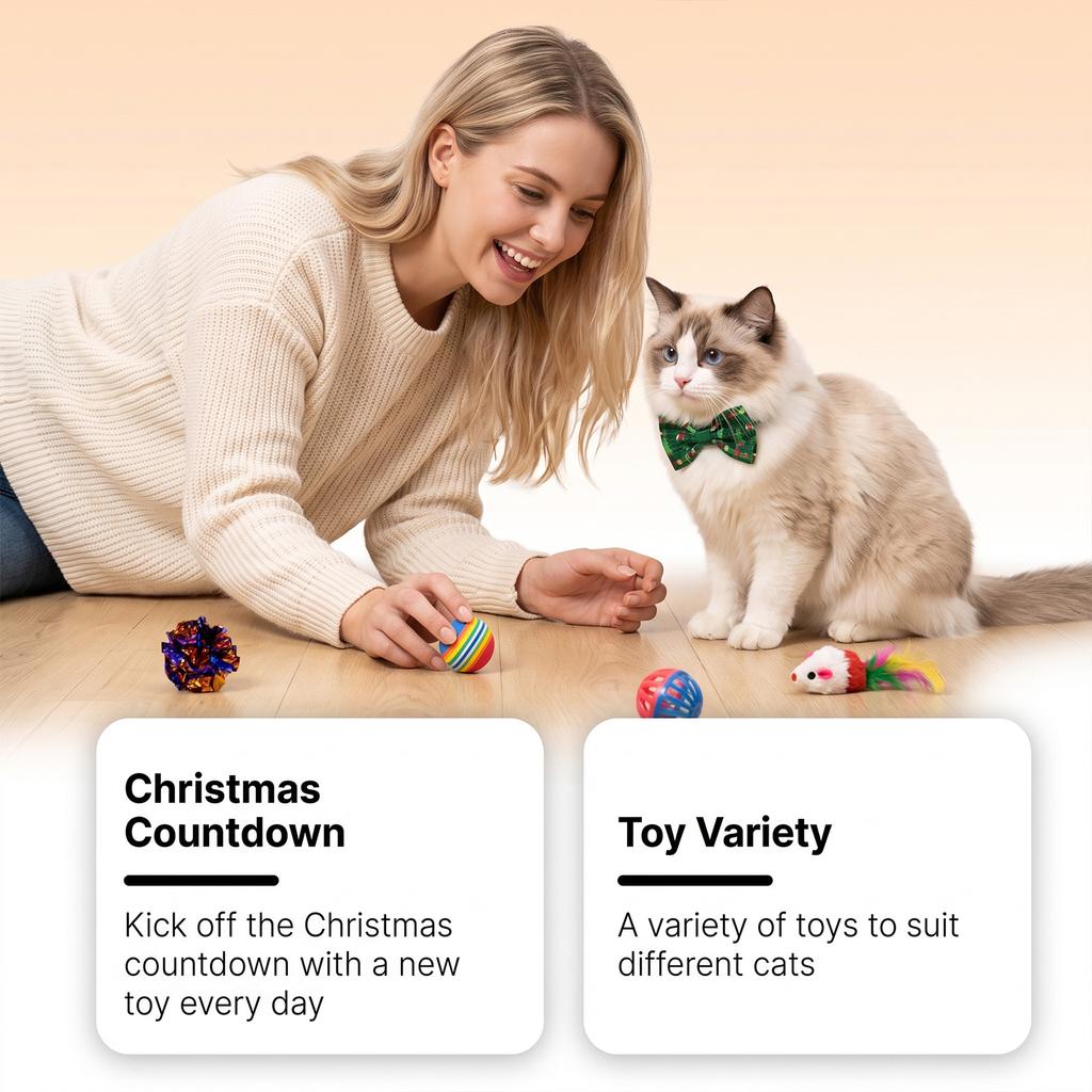 EelJoy 24 Рождественские игрушки-кошки Tmall: Маленькие и портативные интерактивные игрушки для кошек, чтобы играть в праздничный сезон