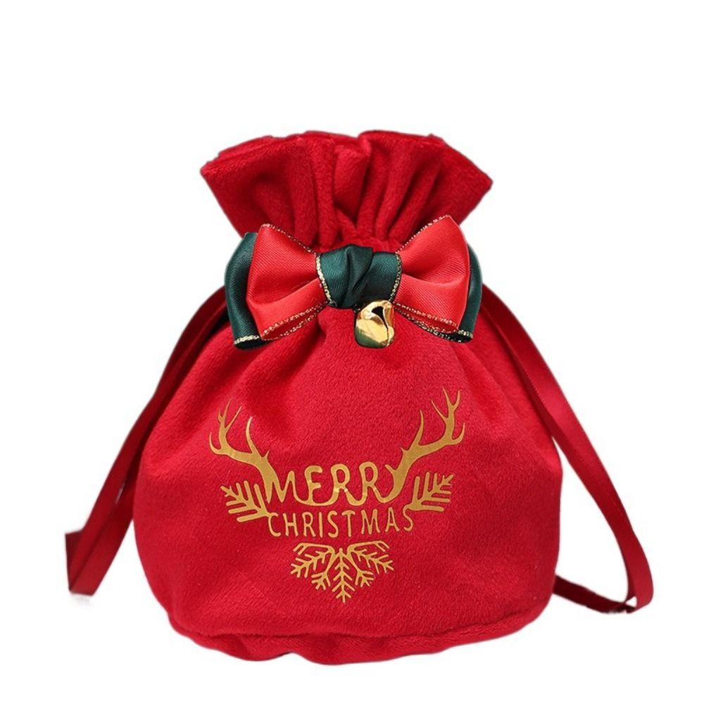 with Small Bell Christmas Cloth Bag Velvet Christmas Gift Bag Xmas Presents New Year
