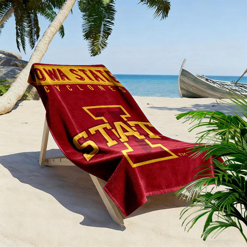 Iowa State Cyclones Print Beach Towel, Large Soft Quick Dry Towel for Beach Camping Swimming