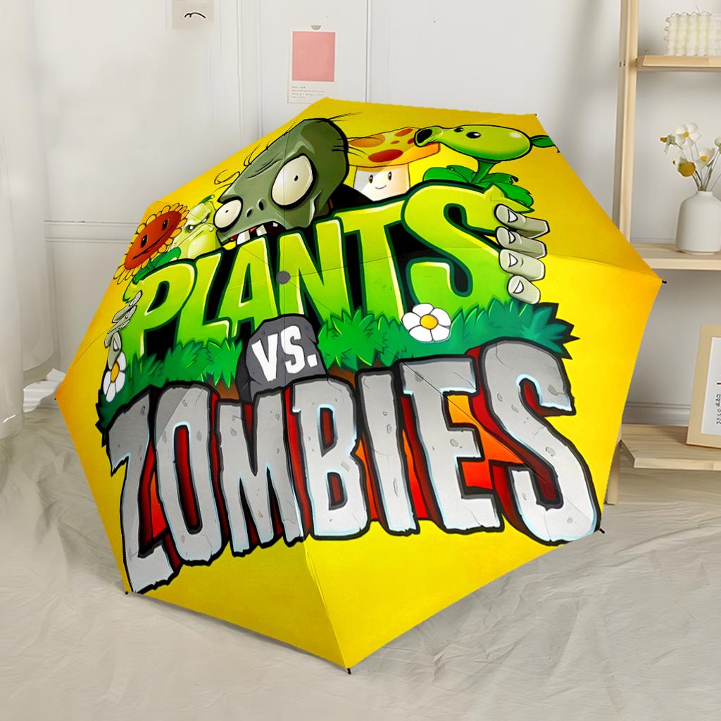 Plants Vs Zombies Приключение Уличный Автоматический Зонт Компактный 8-реберный Дизайн Легкий Прочный Зонт для Ежедневного Ношения Элегантный Зонт