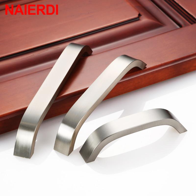 NAIERDI Kitchen Cabinet Knobs Handles Black Furniture Handle for Cabinet Drawer Pulls Aluminum Alloy Handle 96/128/160/192mm