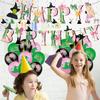 Green And Pink Wicked Theme Party Decoration 24 Cake Toppers 18 Balloons 1 Happy Birthday Banner 1 Large Cake Topper Set Birthday Party Supplies