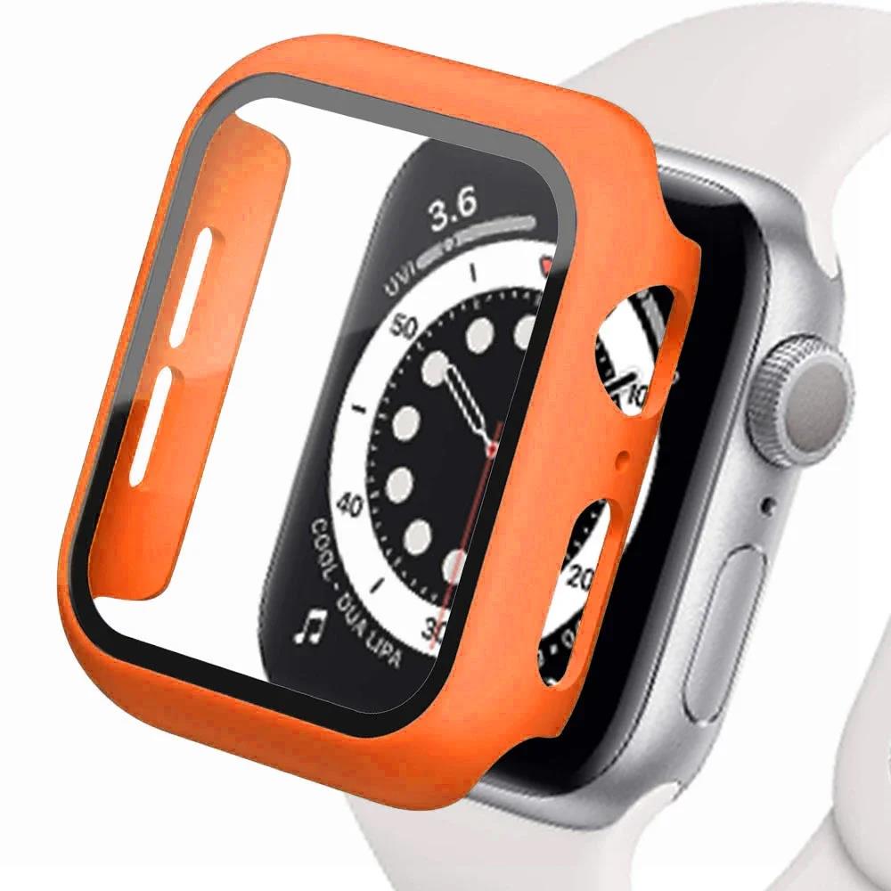 Tempered Glass+cover For Apple Watch Accessories 44mm 41mm 45mm 40mm 42mm Screen Protector Apple watch Case serie 9 4 5 6 SE 7 8 7