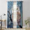 Watercolor White Owl Window Curtain For Kids Room Home Blinds Curtains For Living Room Bedroom Window Drapes