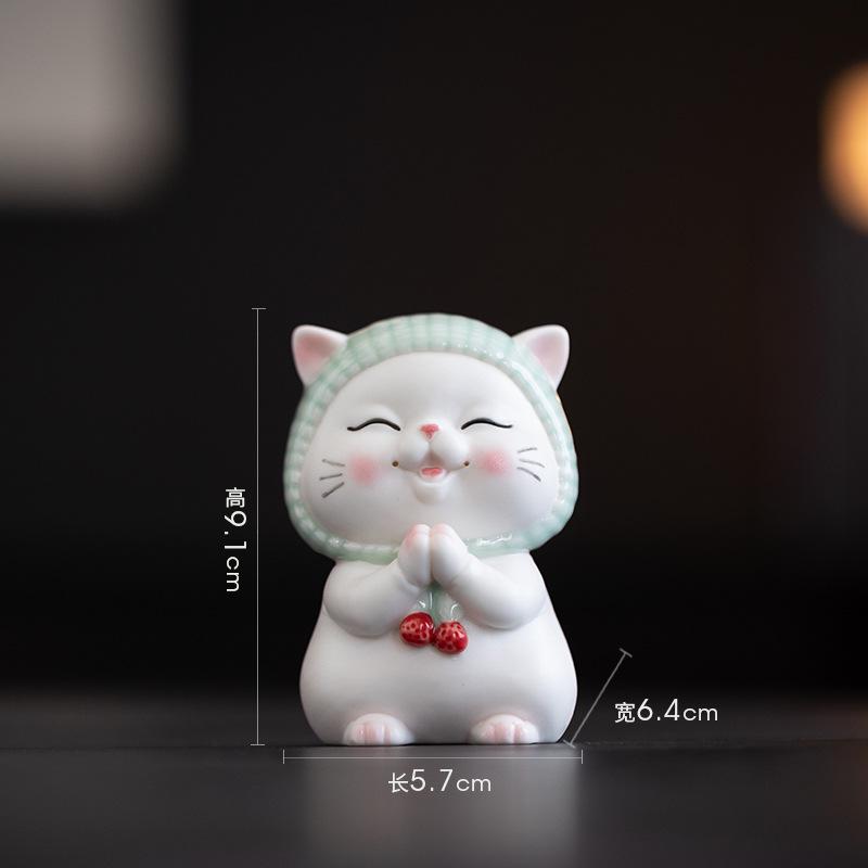 Новые милые украшения для кошек-желаний, ручная работа, керамические украшения для рабочего стола в виде мультяшного кота, украшения для прихожей, украшения для стола, украшения для дома