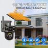 4K 8MP HD Dual Lens 4G SIM Solar Camera PTZ Auto Tracking Three Screens Outdoor Security Surveillance WIFI CCTV IP Cameras V380 APP