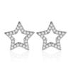Geometric Pentagram Silver Stud Earrings, Women, Diamond-set Zircon Temperament Round Tremella Jewelry