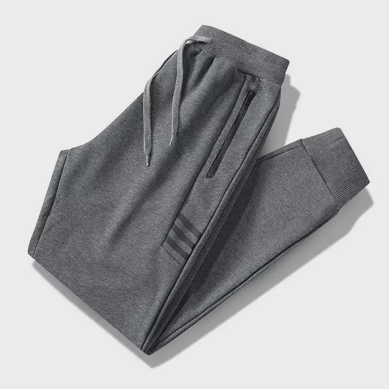 Мужские зимние спортивные брюки с бархатной подкладкой, свободный крой, прямые штанины, модные и большого размера