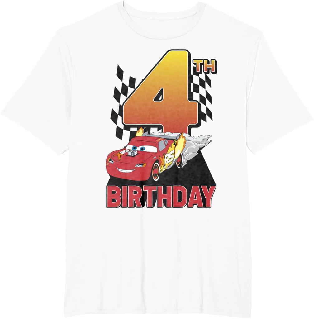 Disney Pixar Cars Lightning McQueen 2 3 4 5rd Birthday Contest Short Sleeve T-Shirt Summer Cotton Men's Women Tees Couple Unisex