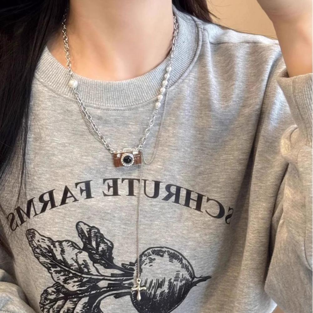 Винтажное коричневое ожерелье с подвеской в виде камеры, хип-хоп модные аксессуары для крутых девушек