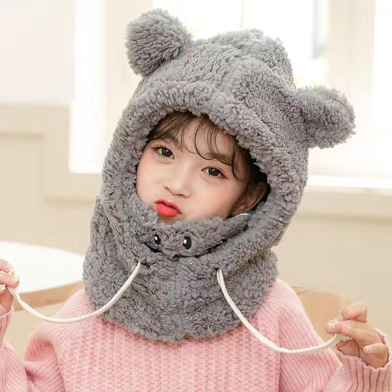 3-9 лет Мультяшная шапка для девочек и мальчиков, шарф, утепленная шапка, зимняя шапка для детей, детские вещи для новорожденных, детская шапка плюс флисовые детские шапки