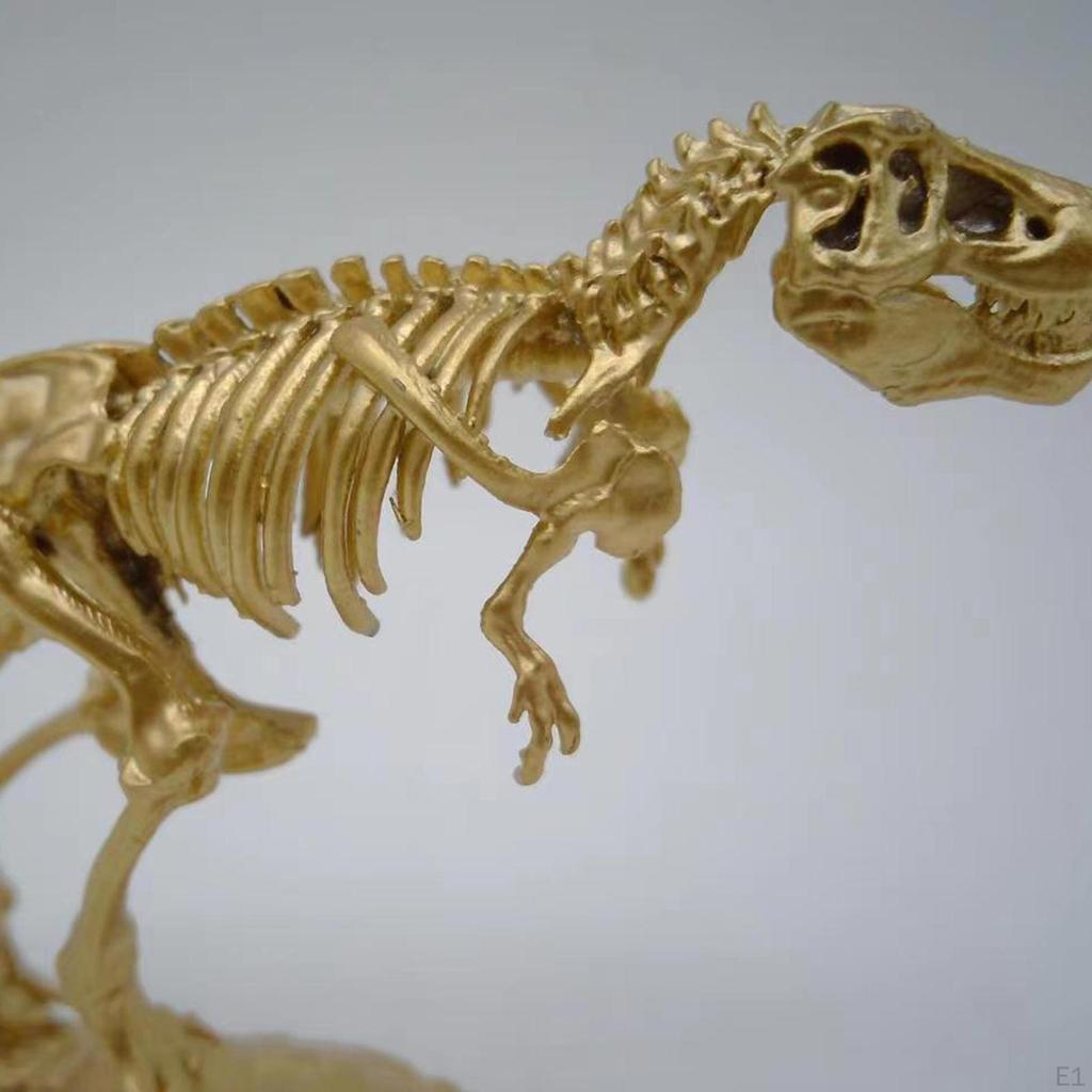 Tyrannosaurus Rex Skeleton Statue Tabletop Ornament Desk Small Gold Sculpture Animal Figurine for