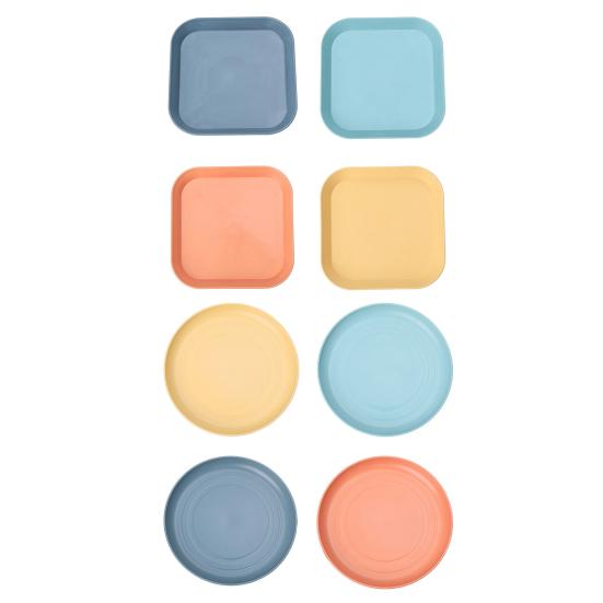 4 шт. легкие небьющиеся тарелки, многоразовые посудомоечная машина, микроволновая печь, безопасные обеденные тарелки, красочные повседневные квадратные круглые тарелки для кухни, кемпинга