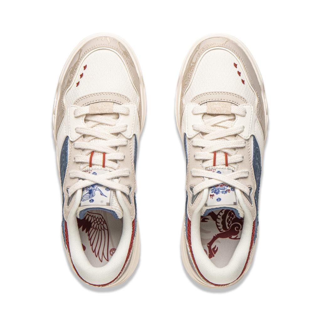 Li Ning Moon White 3 Скейтбордические кроссовки Мужские Низкие Сине-белые AGCV077-14