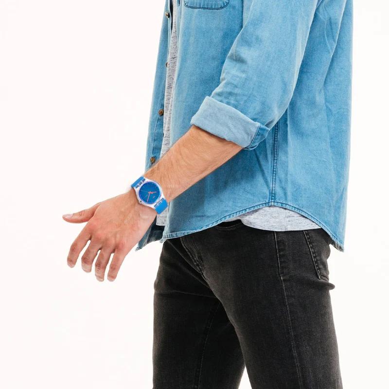 Swatch Унисекс 41 мм Синие часы SUOK711 SUOK711
