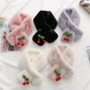 Women's Scarve Winter Models Net Red Small Cherry Imitation Rabbit Hair Plush Scarve Small Fresh Thickened Warm Student Scarve