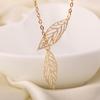 Direct sales, simple, small and fresh, personalized, double leaves, fringed necklace.