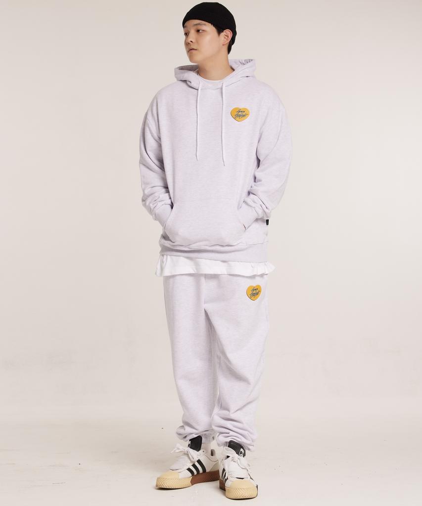 CREAM SODA LAB Human Highlight Heart Jogger Pants Light Gray Yellow