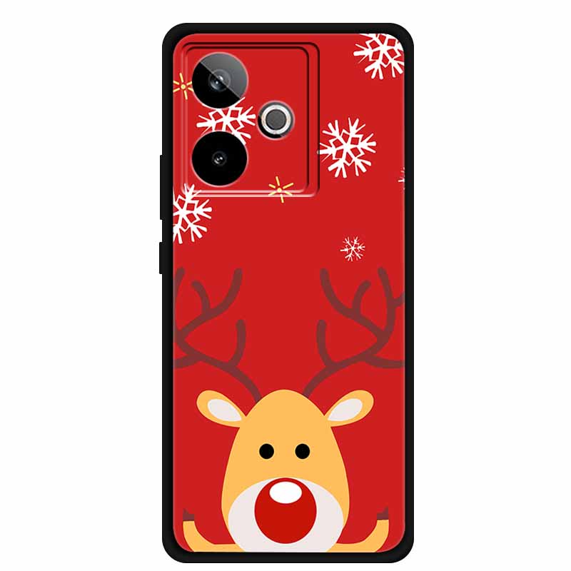Рождественский чехол для Realme GT7 GT 7 7T Черные силиконовые чехлы для Realme GT 7T Мультяшный Санта-Клаус Елка Задняя крышка